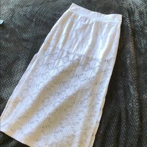 White lace swim cover up